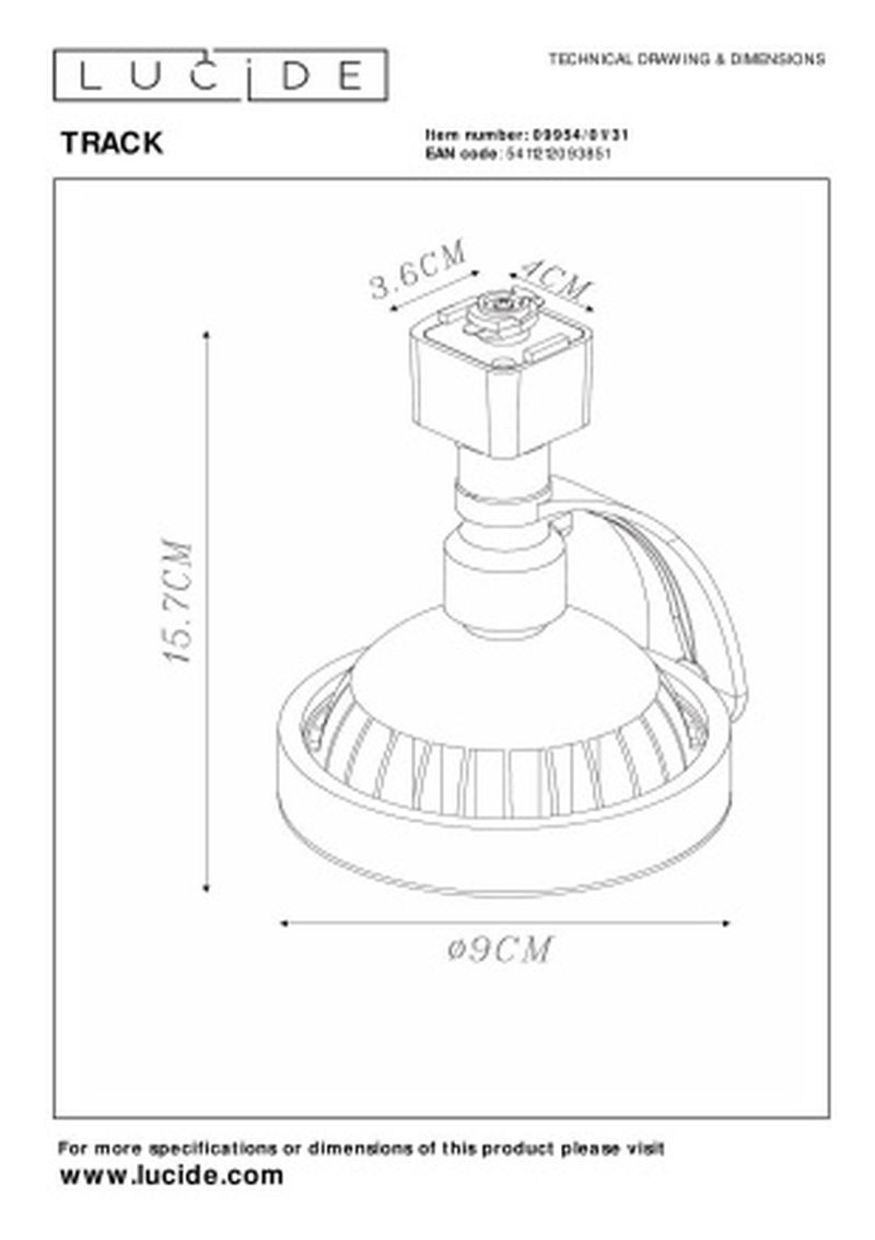 Lucide TRACK DORIAN Track spot - 1-okruhový systém osvetlenia trate - 1xES111 - biely (predĺženie)
